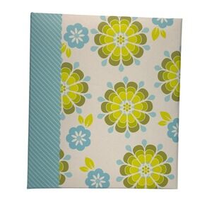 Hallmark Address Book Organizer 6 Ring Blue Green Flowers Retro Mod Organizer
